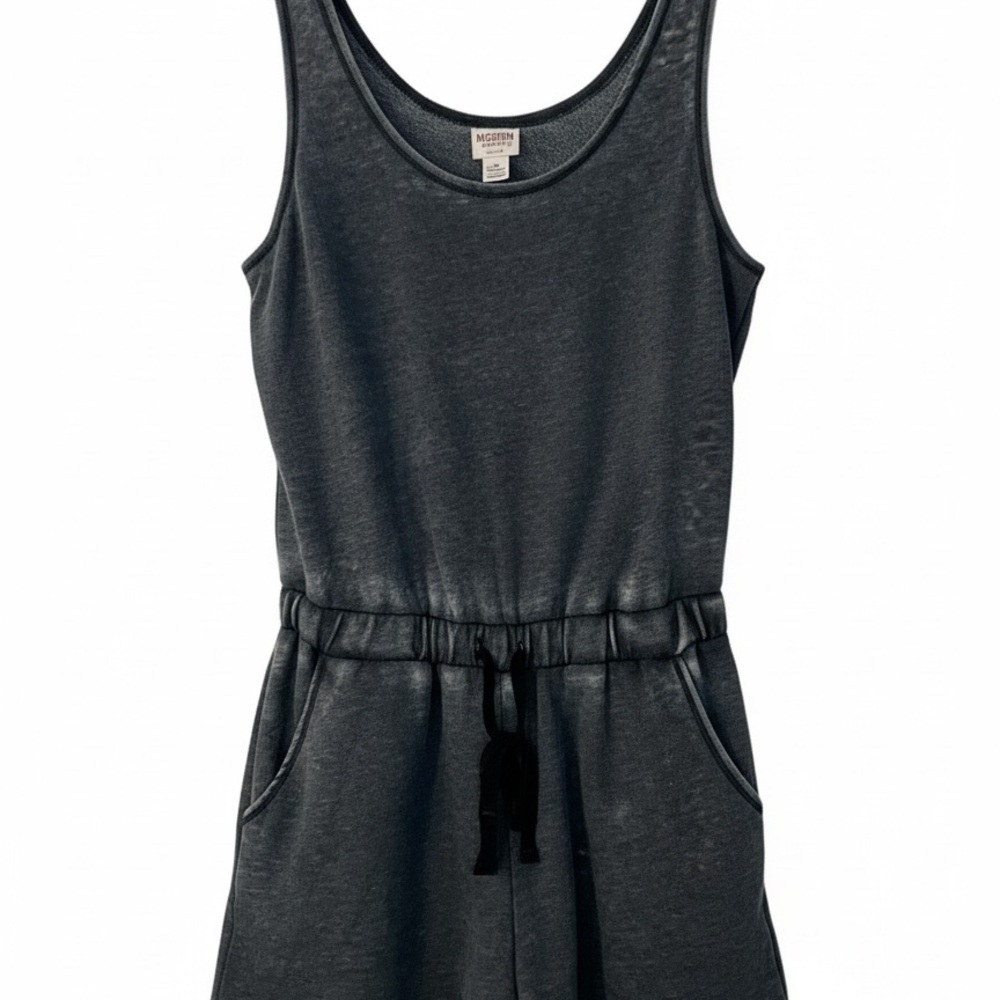 Mossimo Supply Co Gray Knit Romper Sleeveless Drawstring Waist Casual Size L - Picture 5 of 11